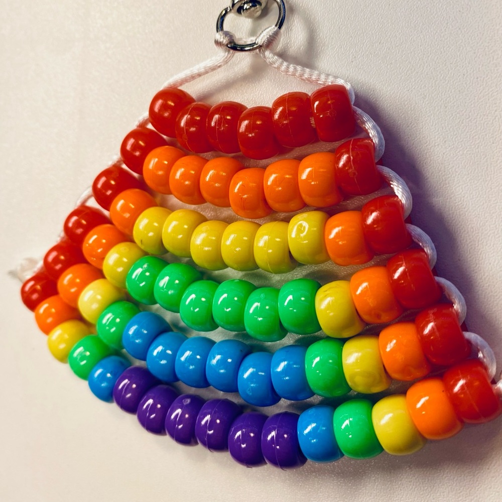 handmade rainbow bead keychain